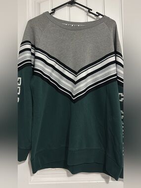 Pink Rose Gray and Dark Green Chevron Pullover Sweatshirt